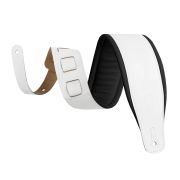  M26PD-WHT-BLK Amped Leather Series Ремень для гитары, кожаный, белый/черный