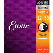 Elixir 11052 NANOWEB Комплект струн для акустической гитары, Light, бронза 80/20, 12-53