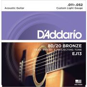 D`Addario EJ13 BRONZE 80/20 Струны для акустической гитары бронза Custom Light 11-52
