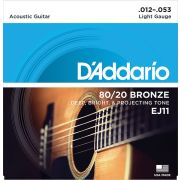 D`Addario EJ11 BRONZE 80/20 Струны для акустической гитары бронза Light 12-53