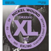 EXL190 XL NICKEL WOUND Струны для бас-гитары Long Custom Light 40-100 D`Addario