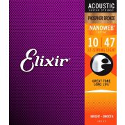 Elixir 16152 NANOWEB Комплект струн для 12-струнной акустической гитары, Light, фосф.бронза, 10-47