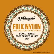  EJ34 Folk Nylon Струны для фолк гитары, шарики на концах, 80/20 бронза/черный нейлон