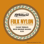  EJ33 Folk Nylon Комплект струн для акустической гитары, шарик на конце, нейлон/брон 80/20
