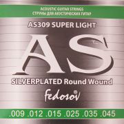 AS309 Silverplated Round Wound Комплект струн для акустической гитары, п/медь, 9-45 
